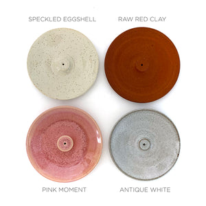 Incense Holder Dish, Various Colors: Speckled Eggshell, Raw Red Clay, Pink Moment, Antique White