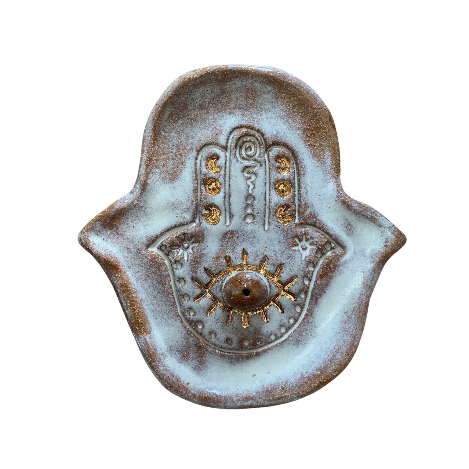 Talisman Hamsa Incense Dish with Gold