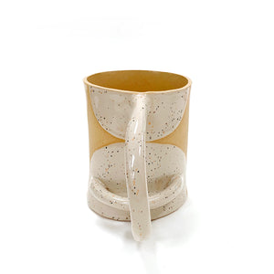 Artisan Ceramic Mug: Tan and Eggshell White- Back